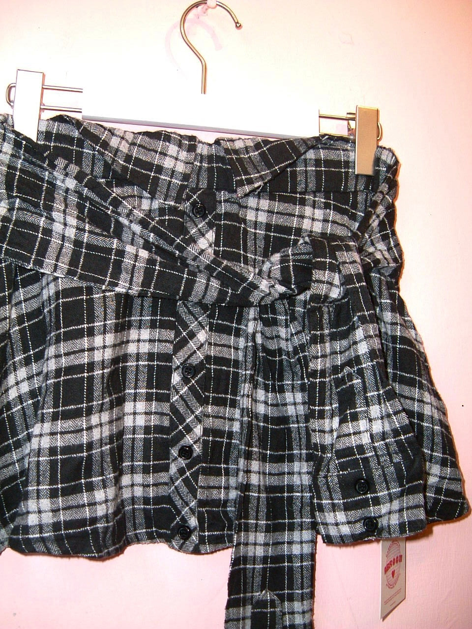 Black And White Plaid Skirt (made out of a shirt)