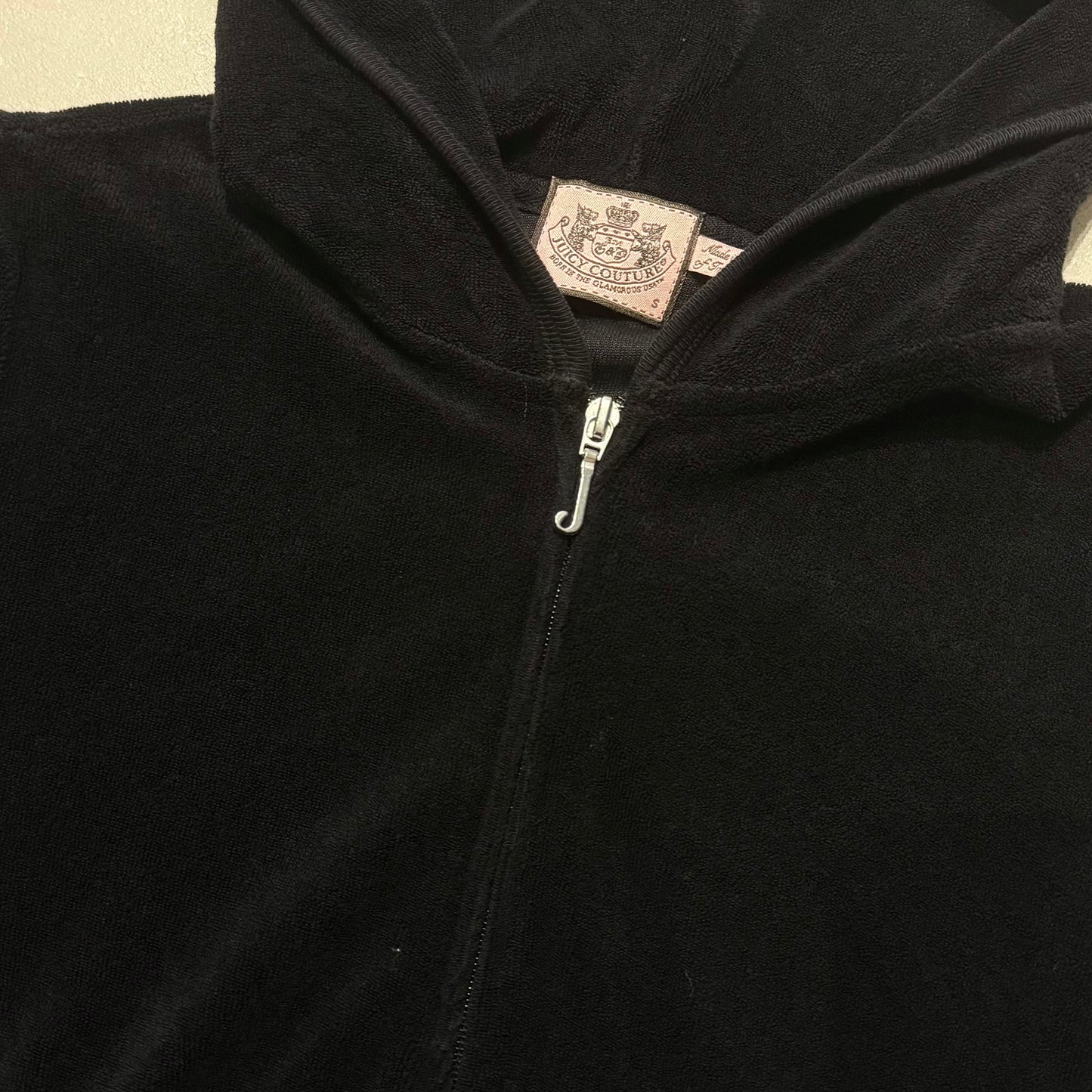 Juicy Couture black velvet zip up hoodie