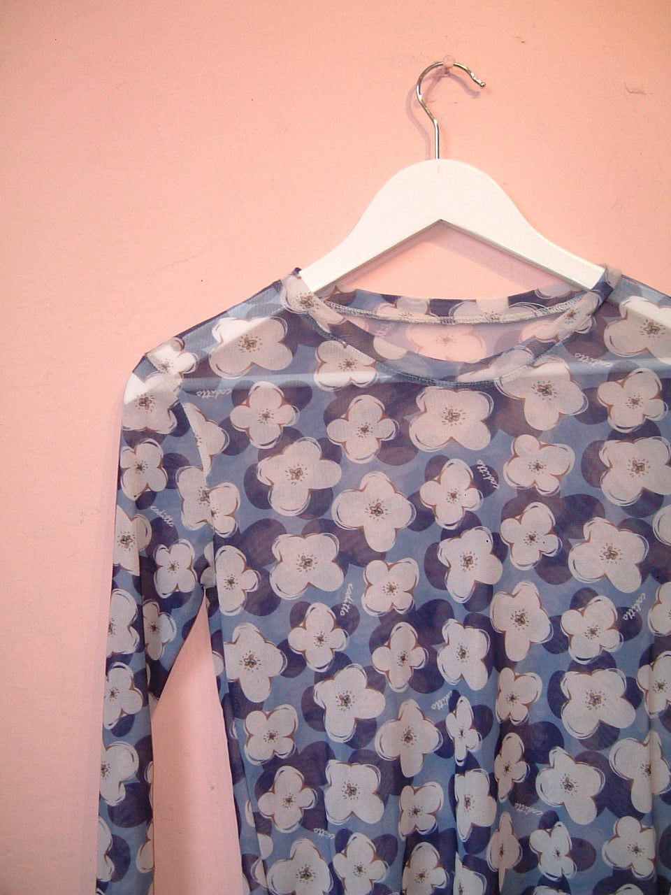 Flowers blue mesh long sleeves