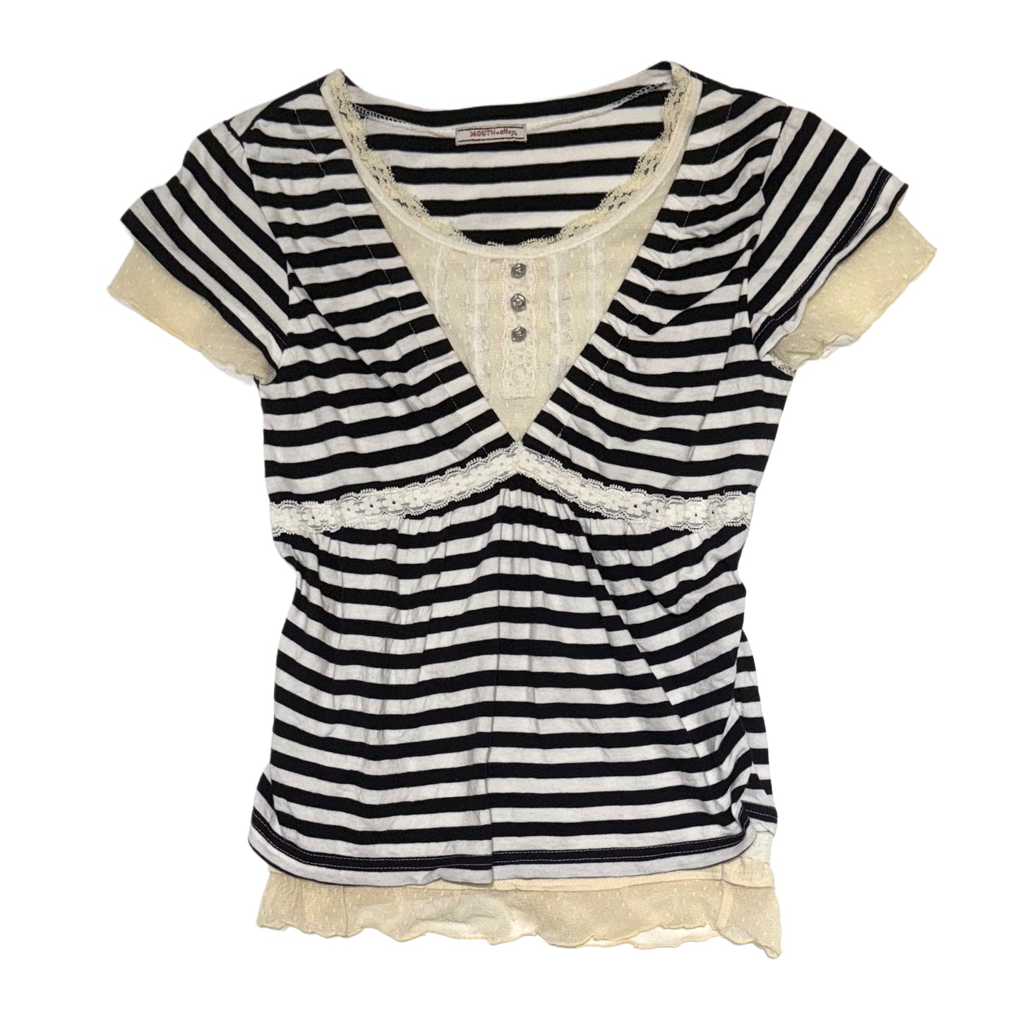 Striped lace layered top