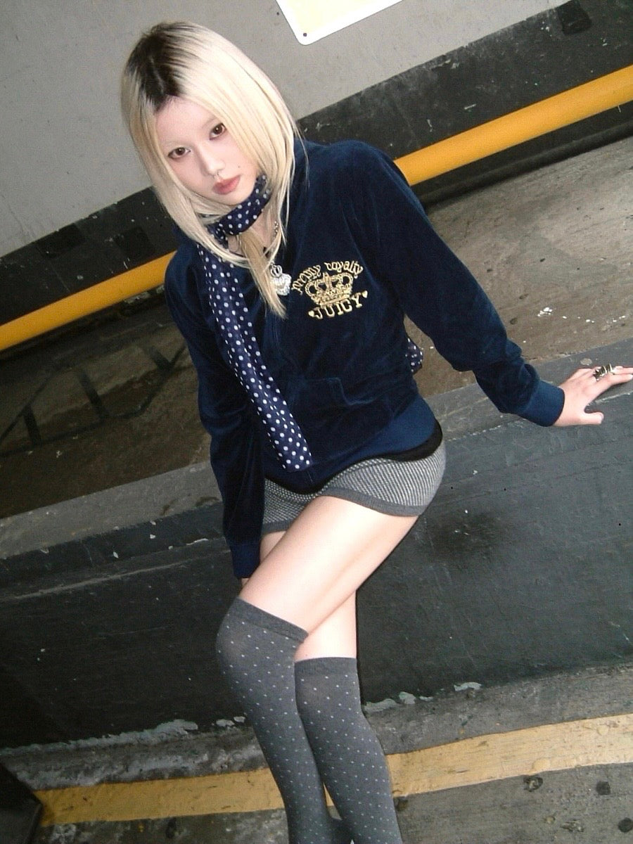 Juicy Couture navy velvet zip hoodie