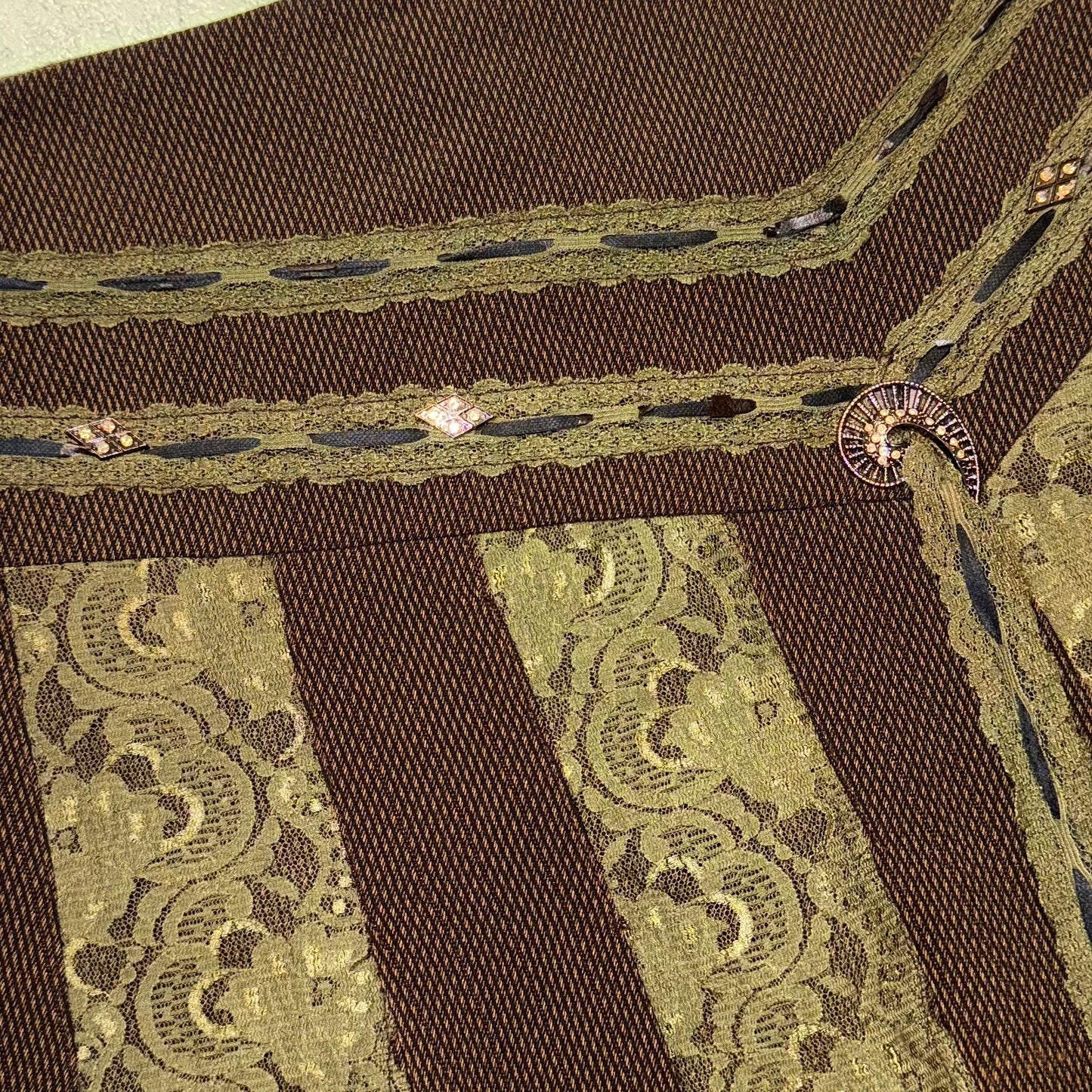 Brown skirt with green lace