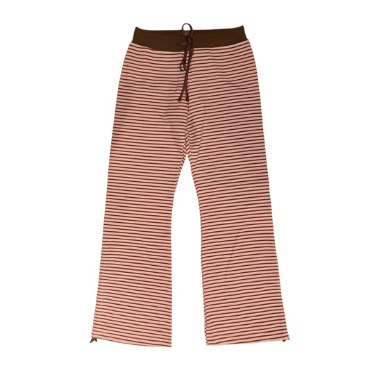 Brown pink stripes cotton pants