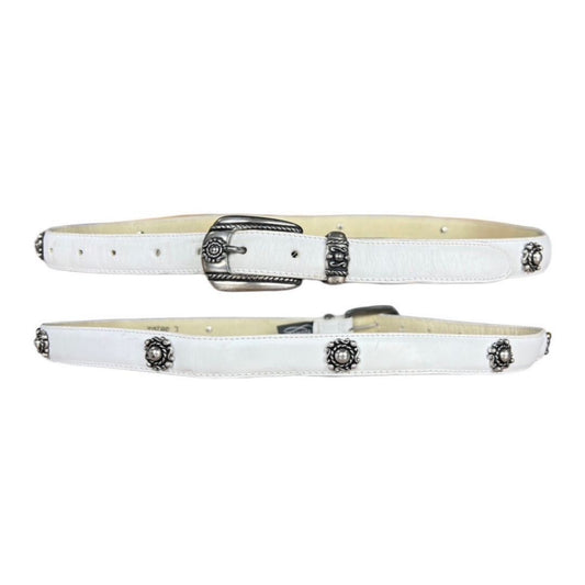 Brighton white leather belt