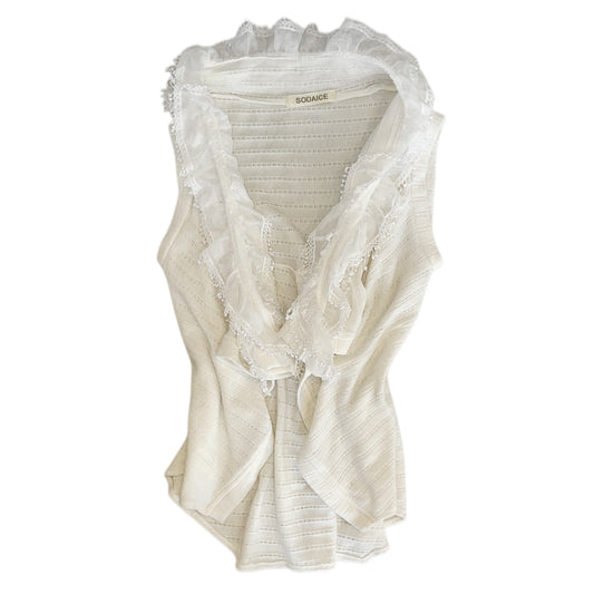 Ivory lace collar vest