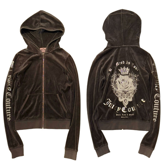 Juicy Couture brown velvet zip up hoodie