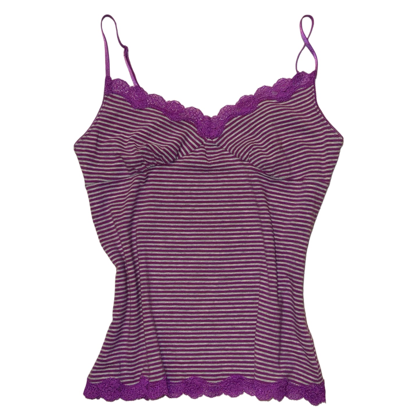 Purple stripe lace tank