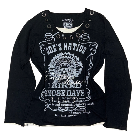 Black layered graphic long sleeve