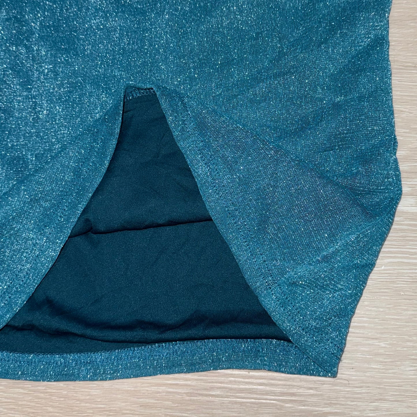 Mosaic blue glittering mesh top