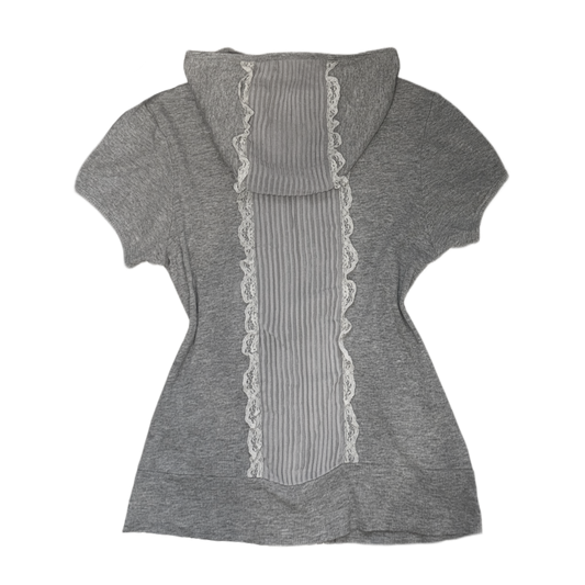 Grey mesh lace zipup hoodie