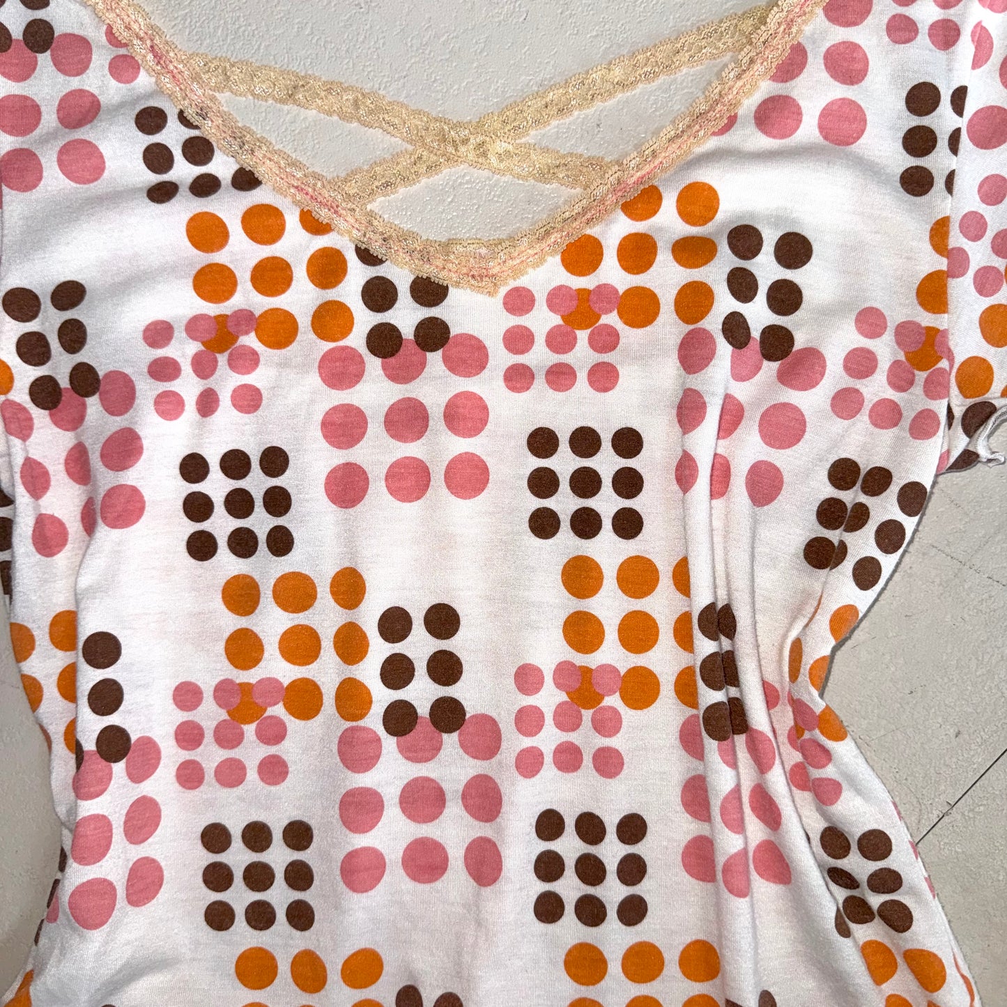 Polka dot lace trim top