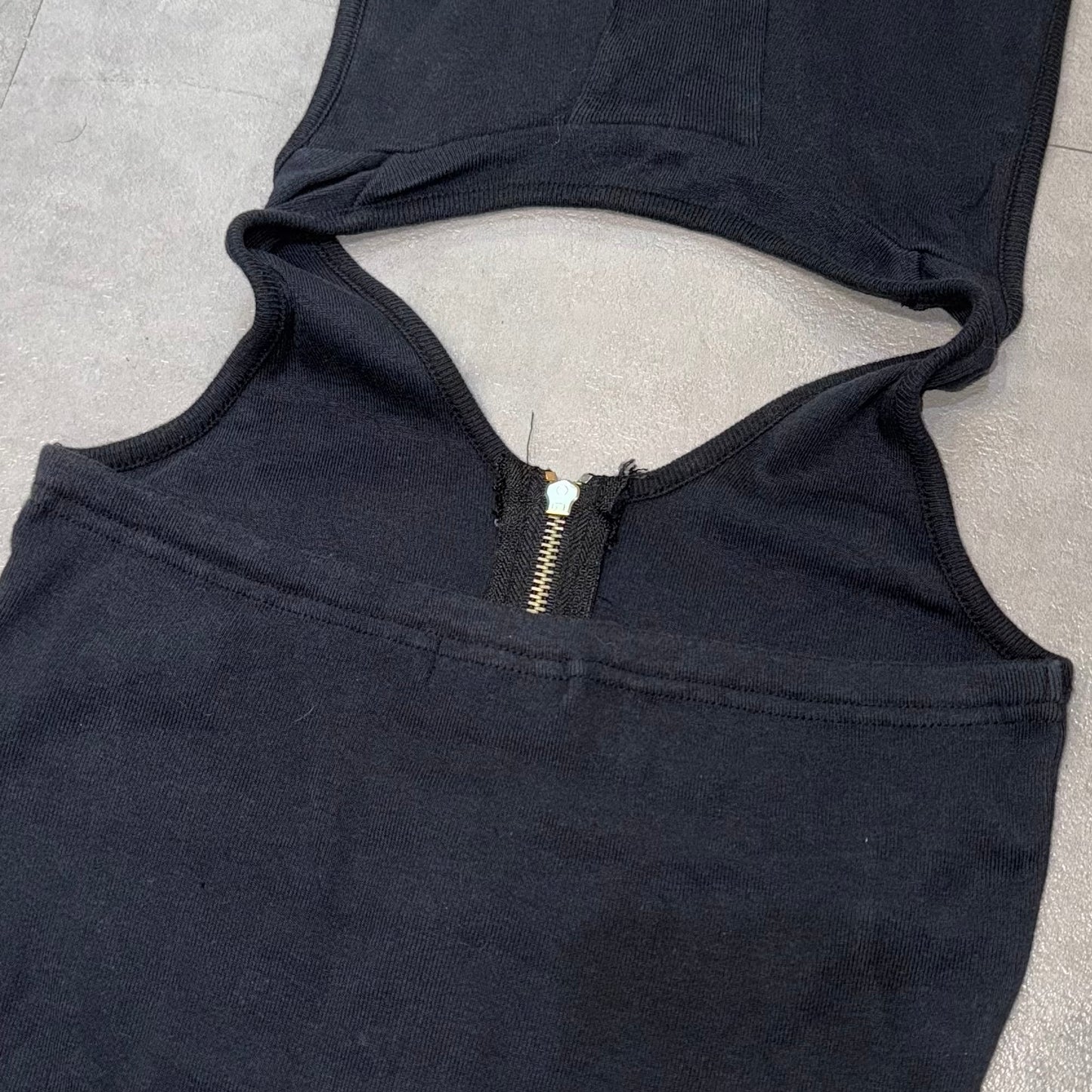 Navy double zip hooded top