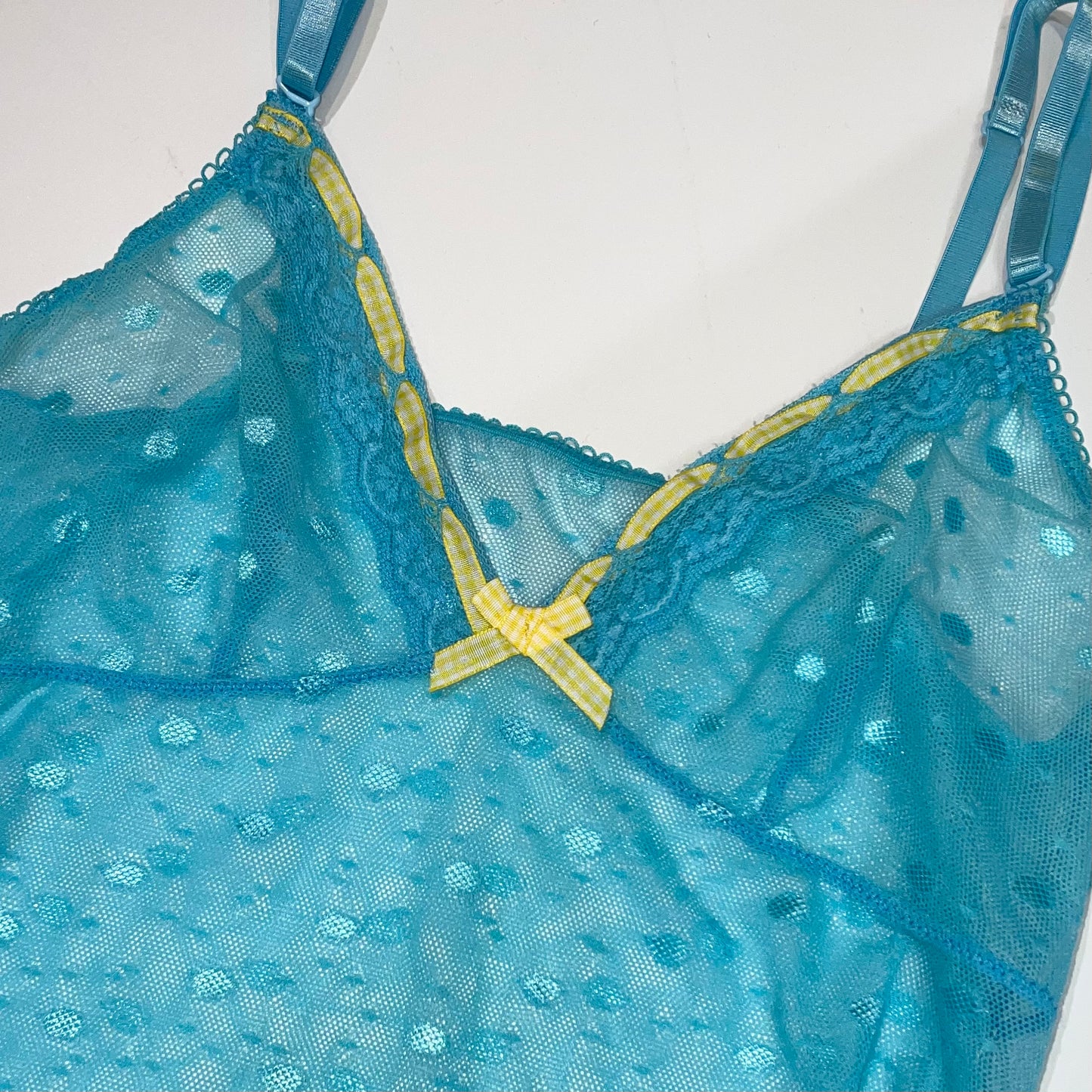 Tiffany blue polka dot mesh cami