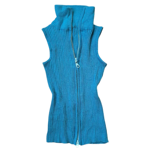 Blue knitted top with double zip