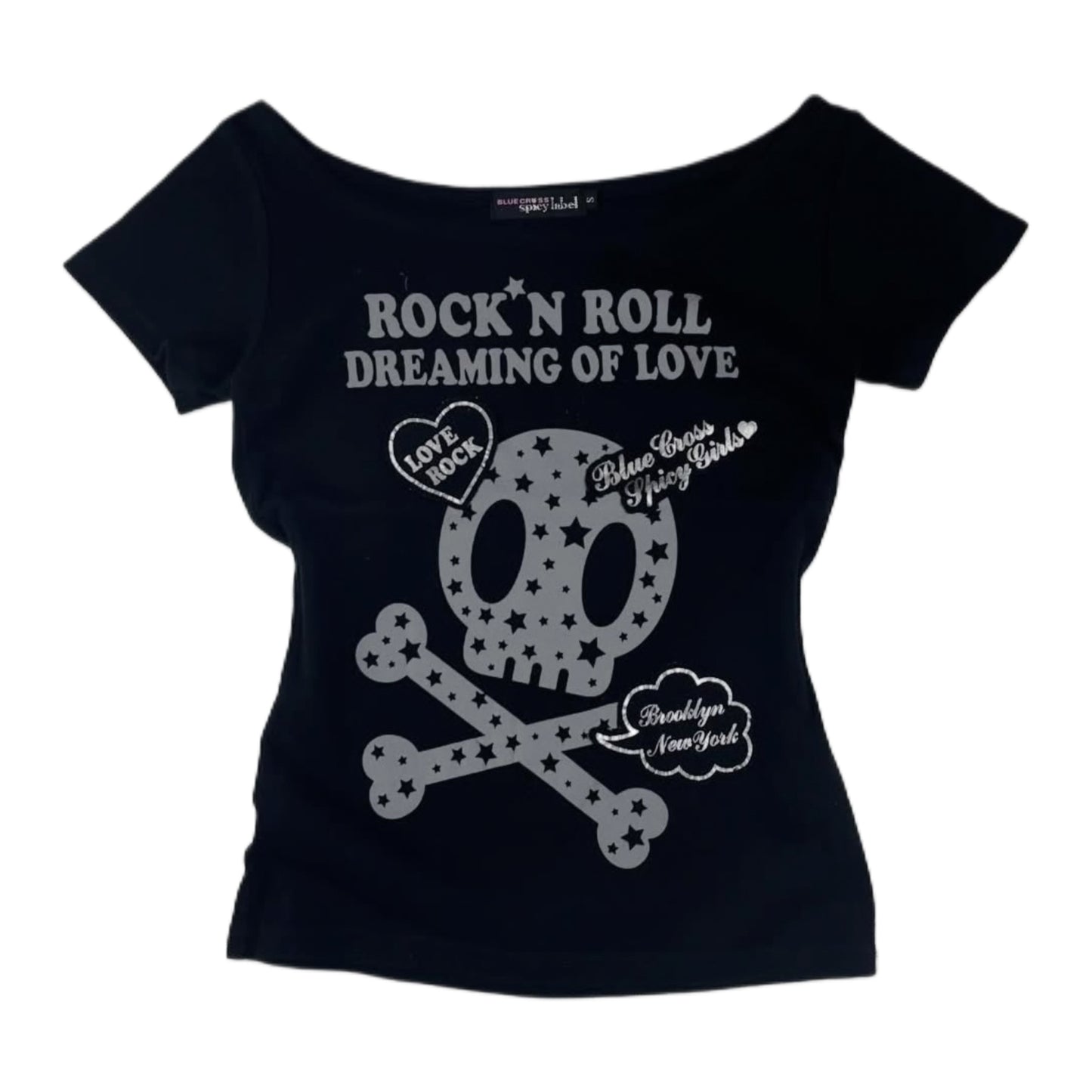 Rock n roll dreaming of love black skull top