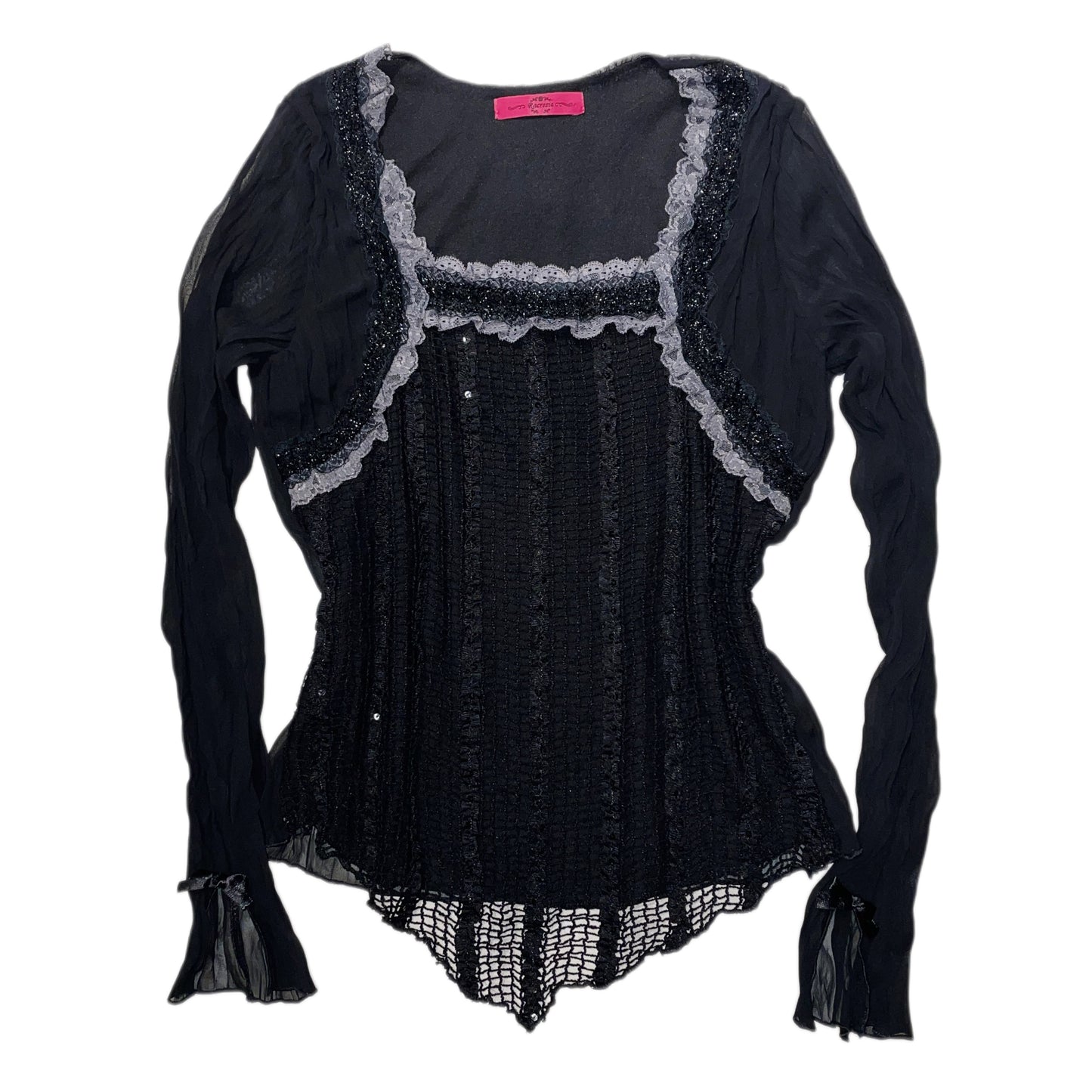 Gothic layered lace mesh long sleeve