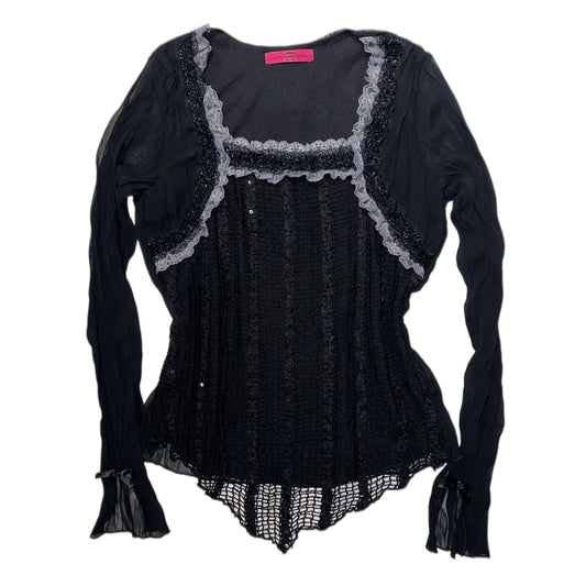 Gothic layered lace mesh long sleeve