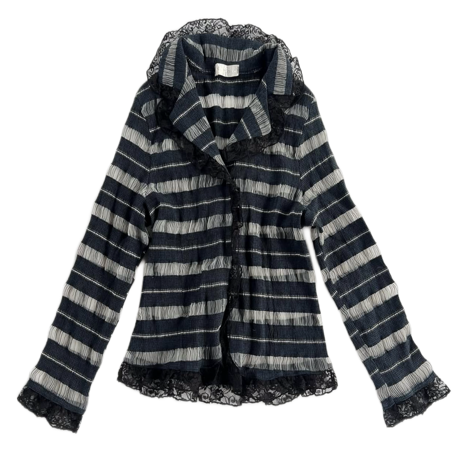 Black lace stripe pleated outer