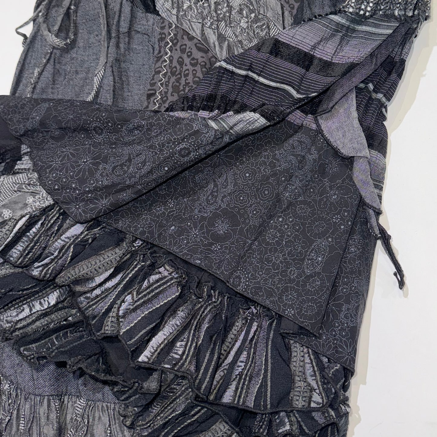 Leopard denim patchwork dress