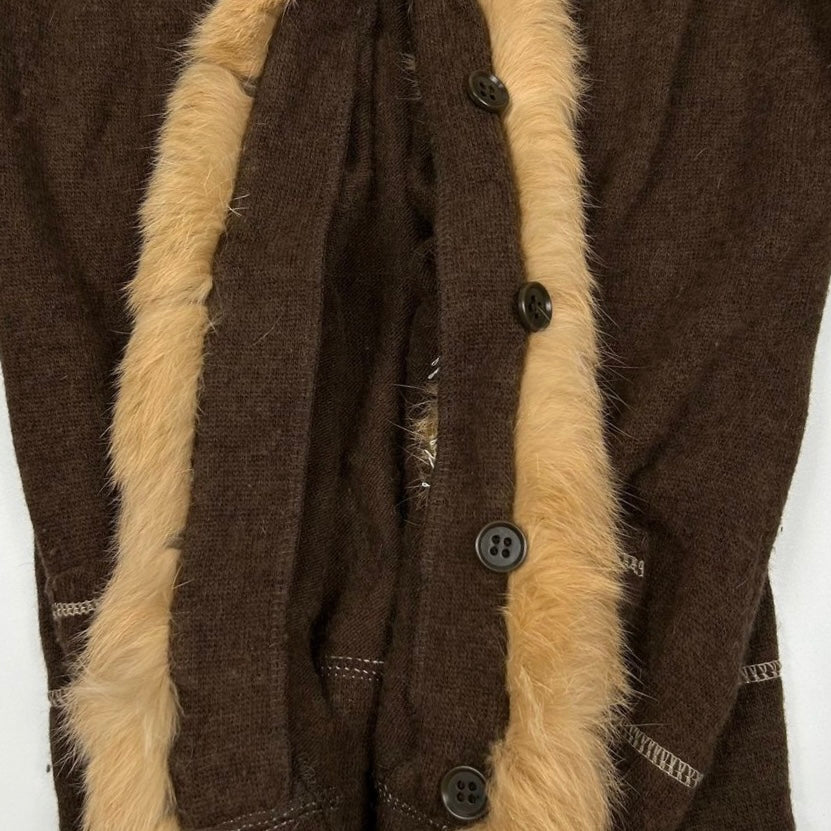 Brown jacket with removable furry collar