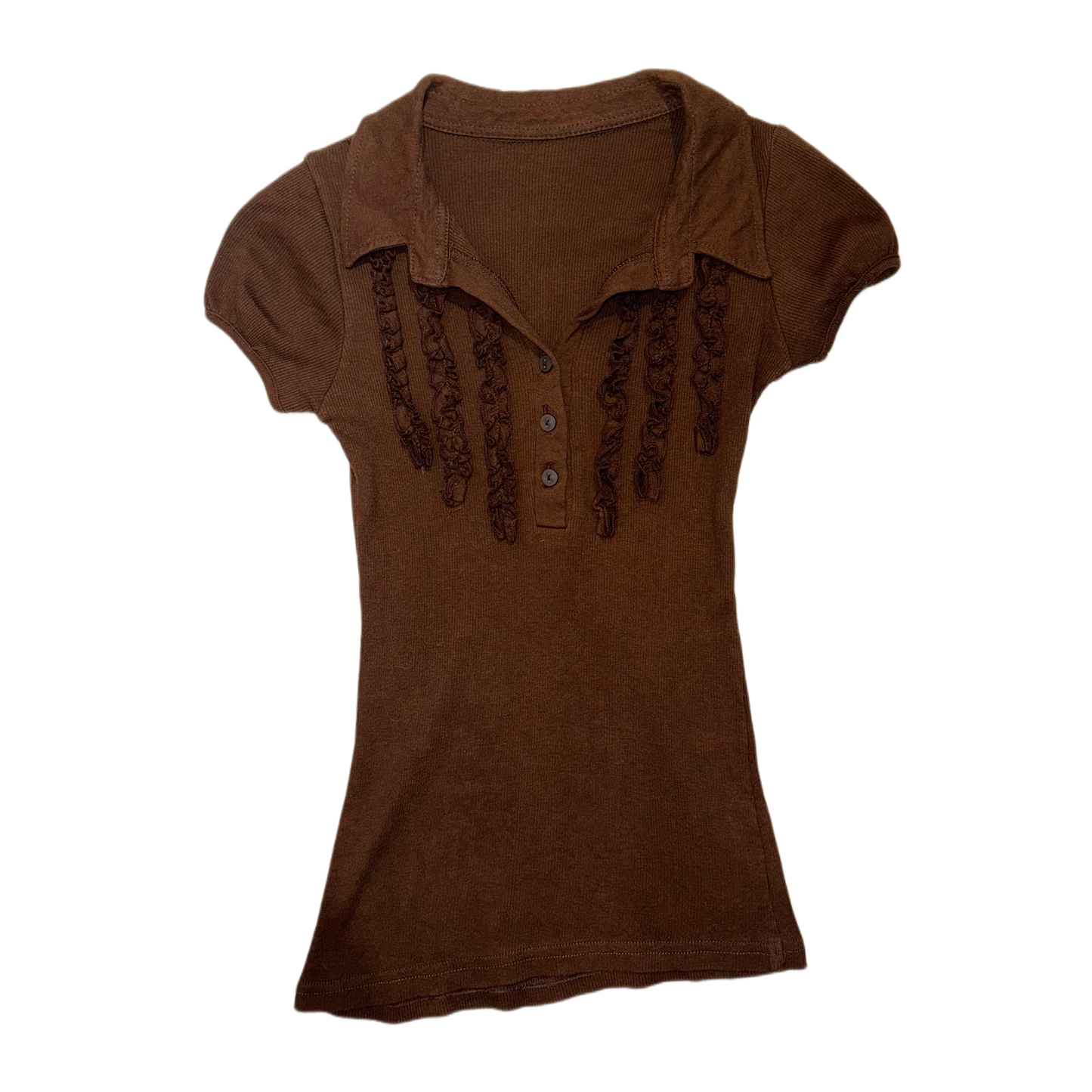Brown ruffle shirt