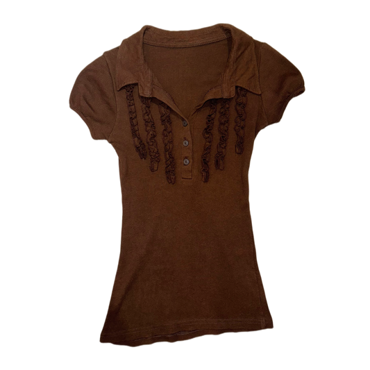 Brown ruffle shirt