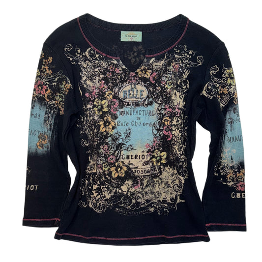 To the angel rhinestone three quarter sleeve