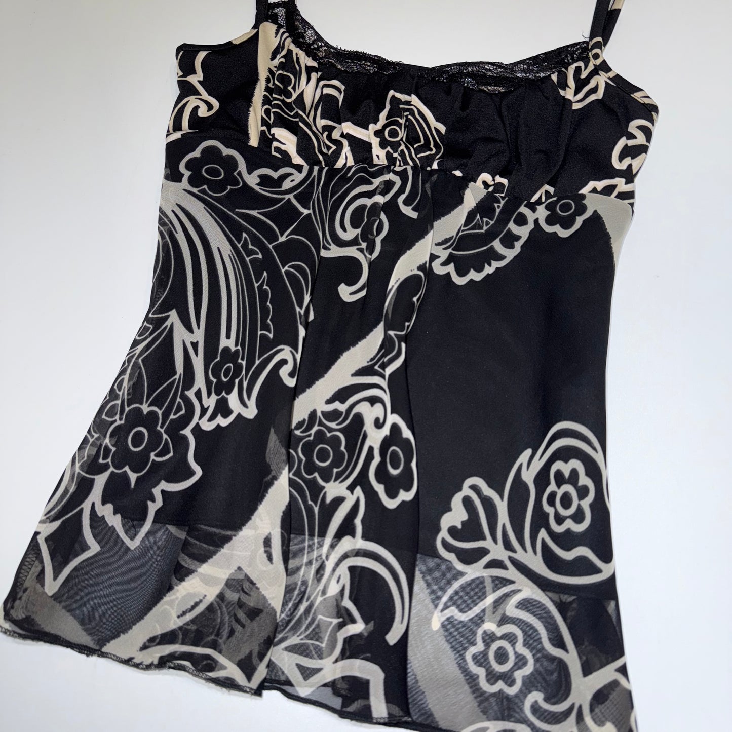 Morgan De Toi black chiffon lace tank