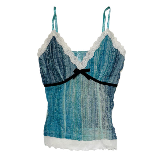 Teal gradient lace tank