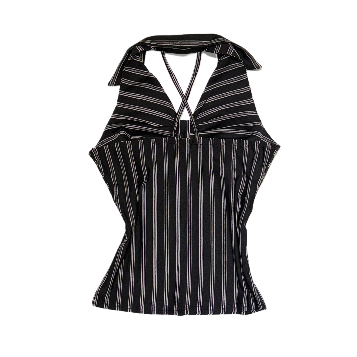Glittering striped backless top