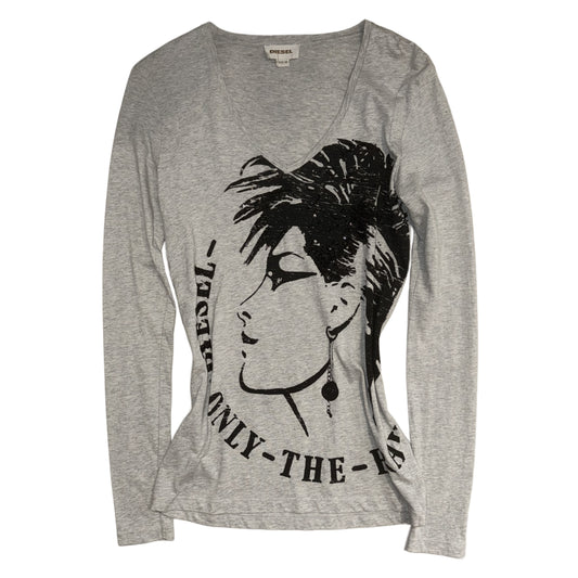 Diesel grey punk graphic long sleeve