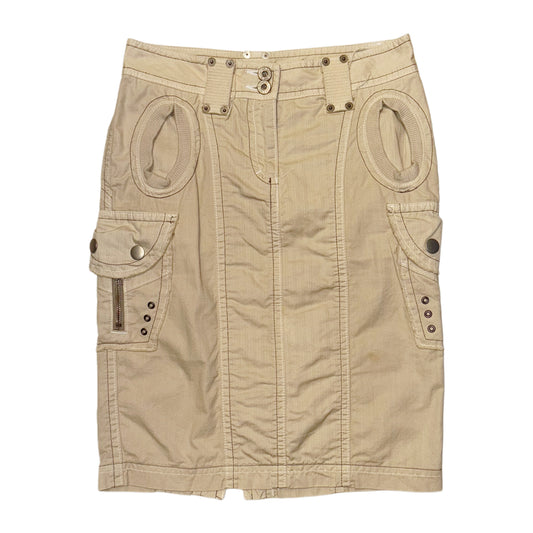 Beige cargo midi skirt