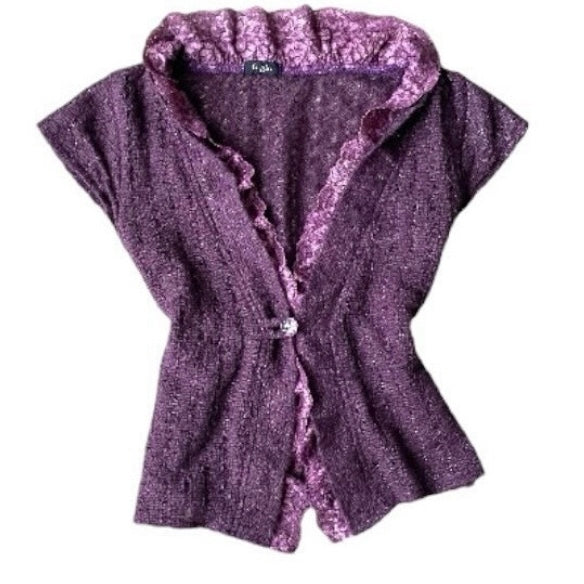 Purple lace knit outer