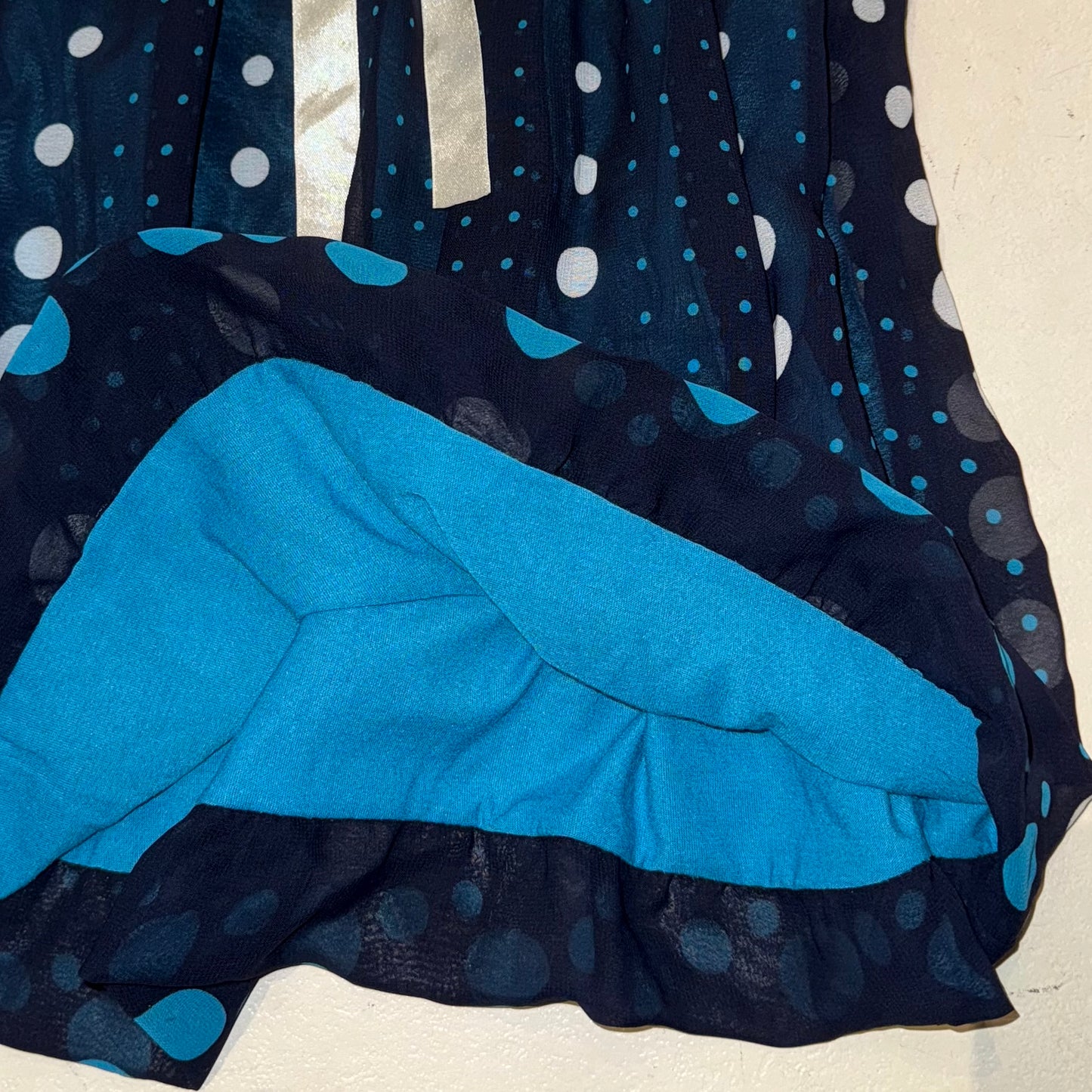 Blue lace polka dot layered tank