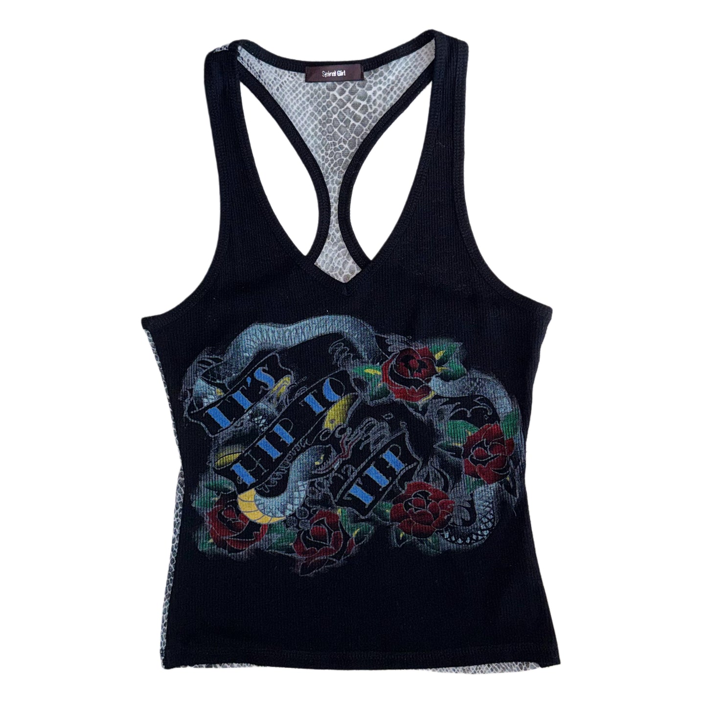 Spiral Girl snakeskin print mesh top