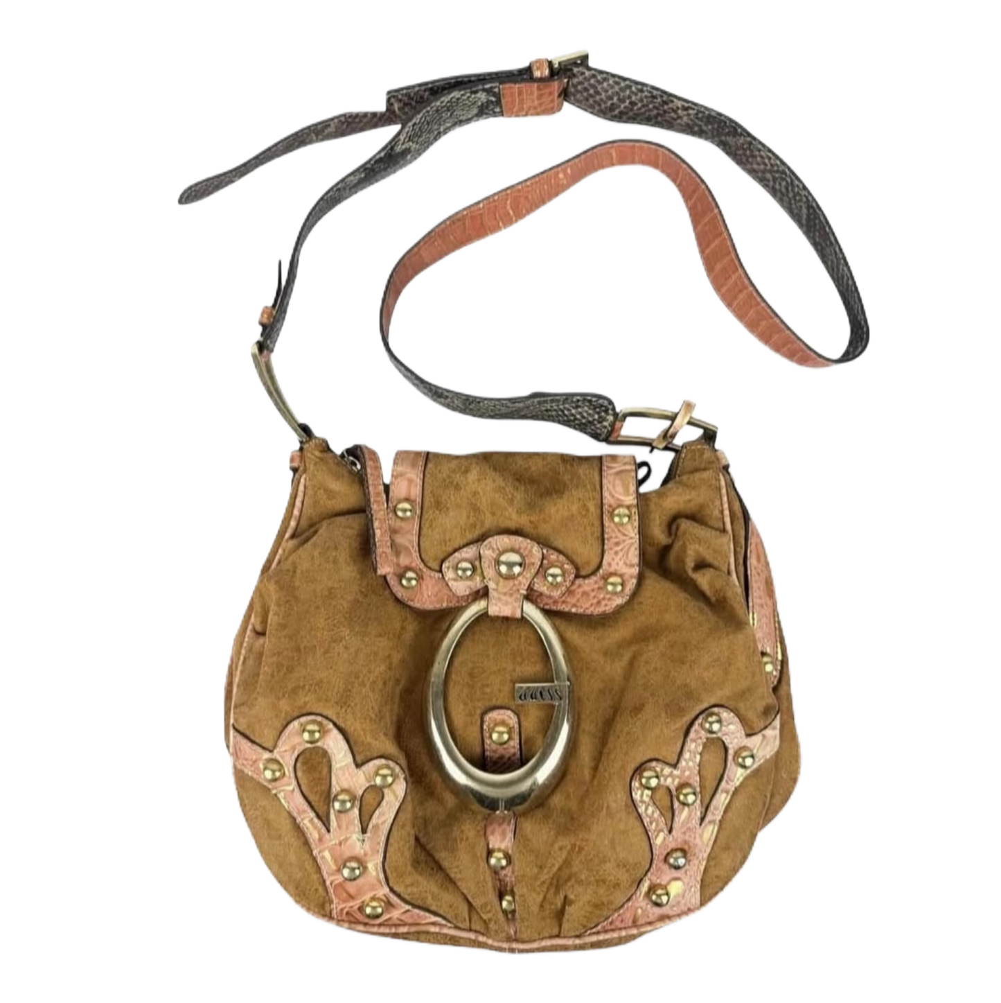 Guess cowboy brown suede crossbody bag