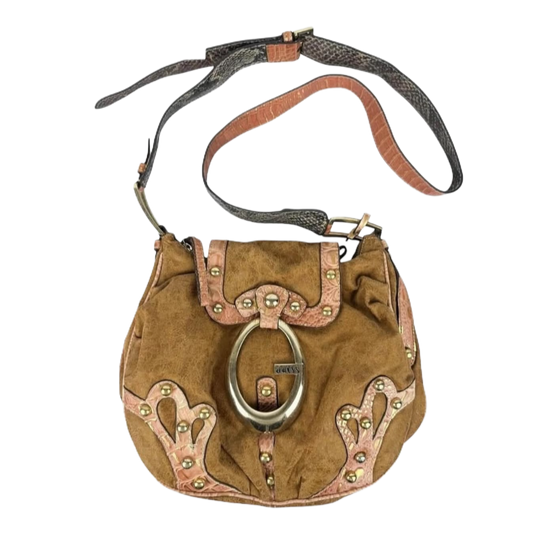 Guess cowboy brown suede crossbody bag