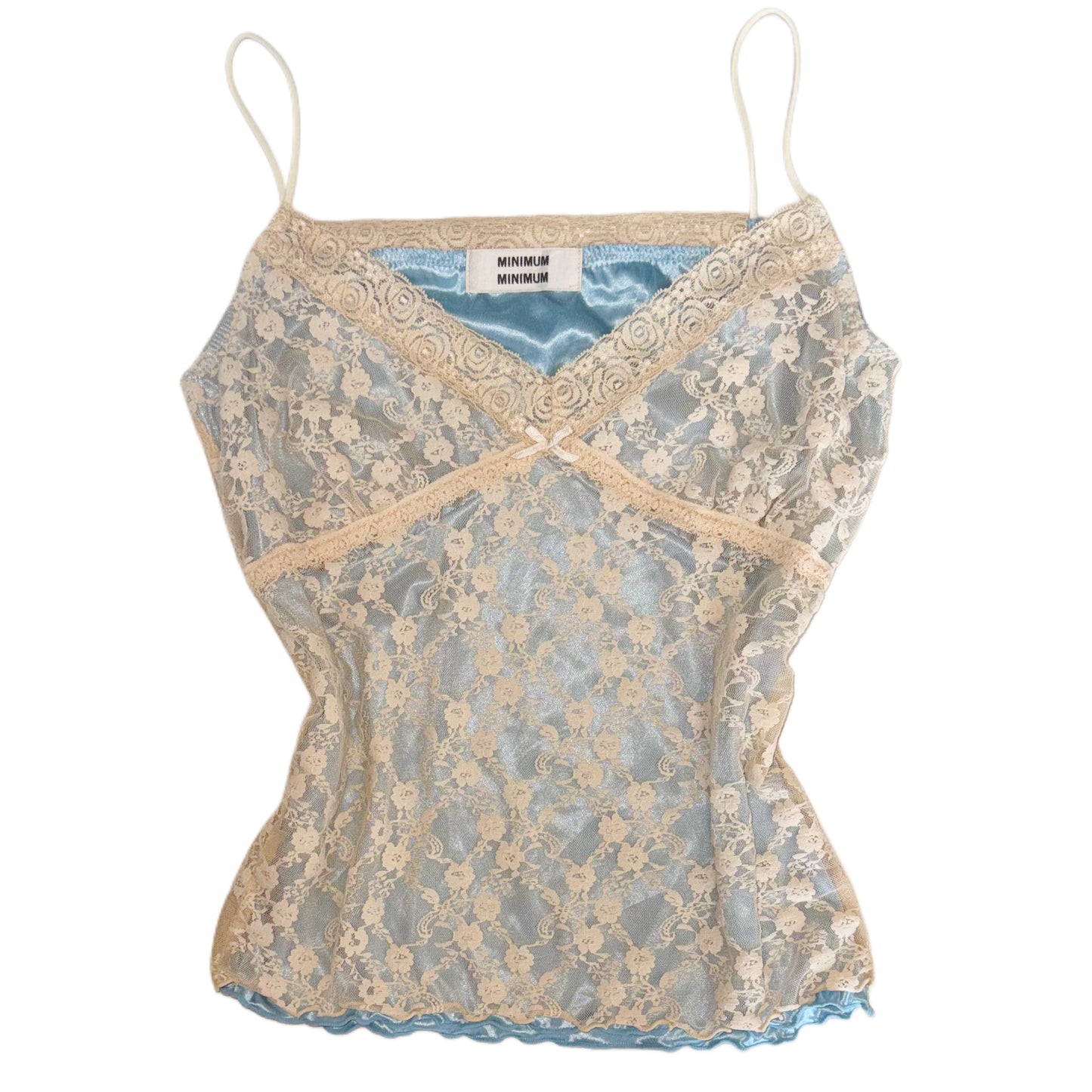 Ivory baby blue lace silk cami