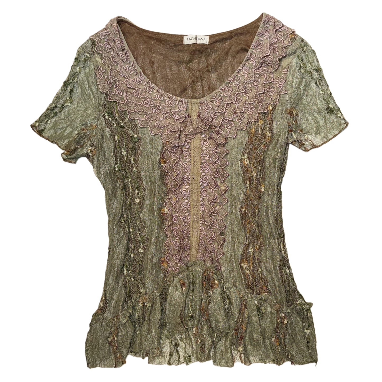 Green purple lace top