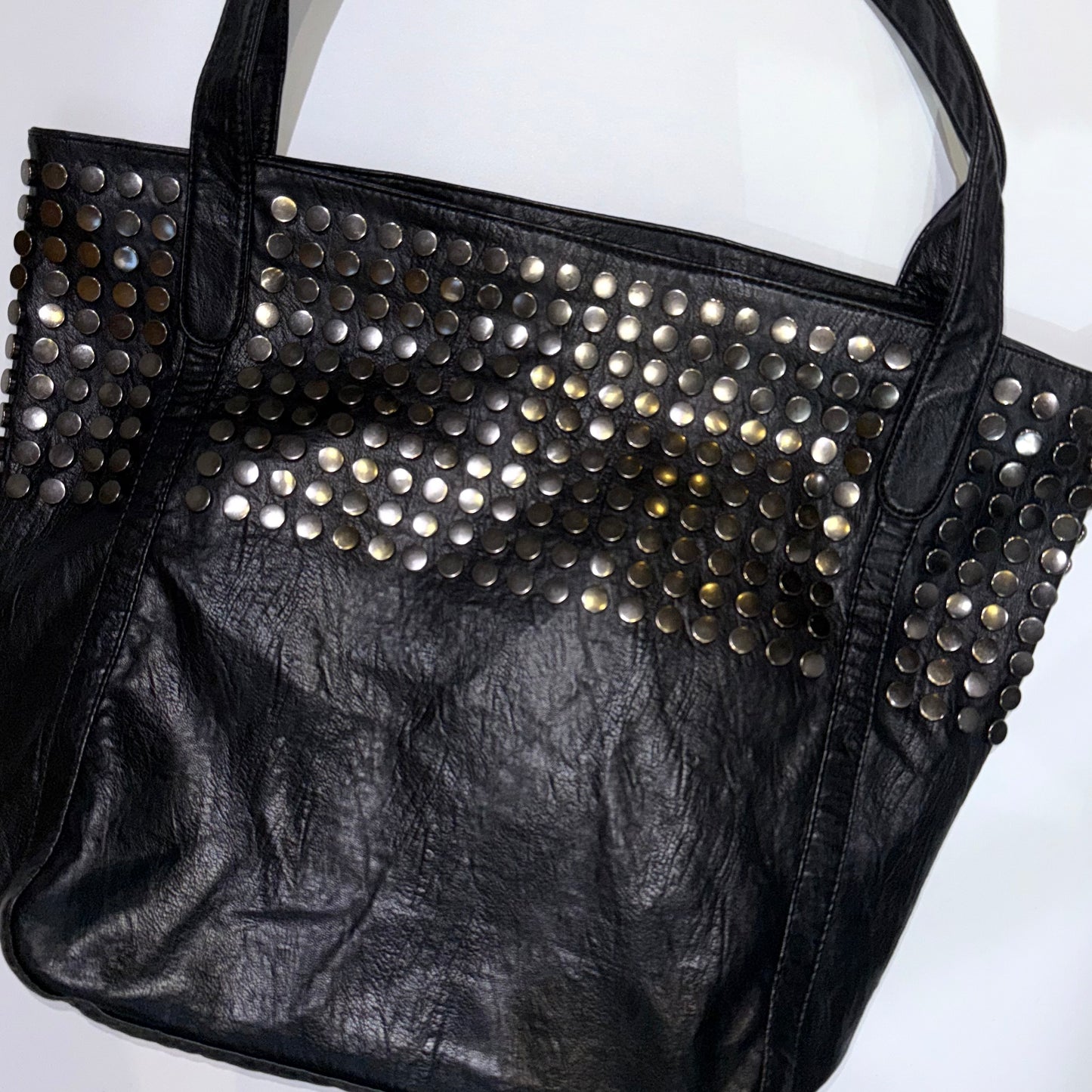Black leather rivets bag
