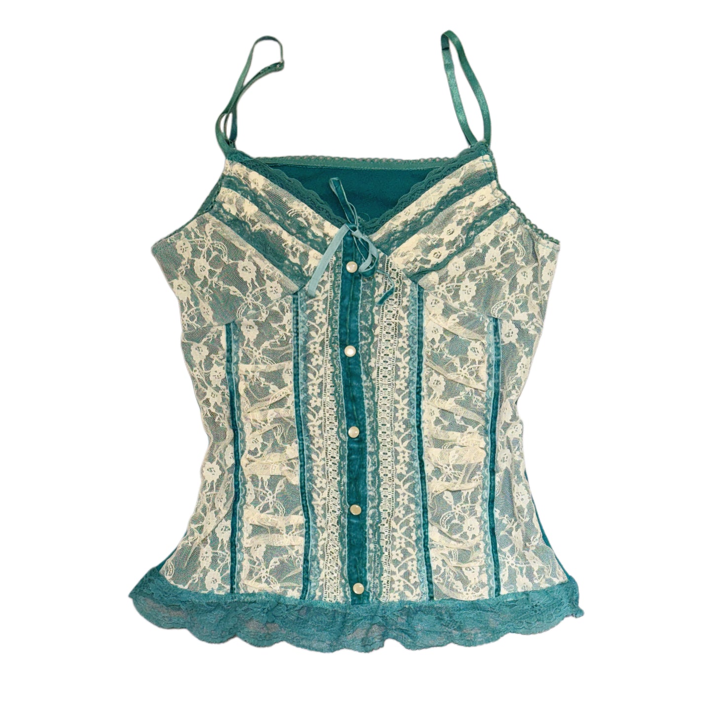 Tiffany blue lace trim tank