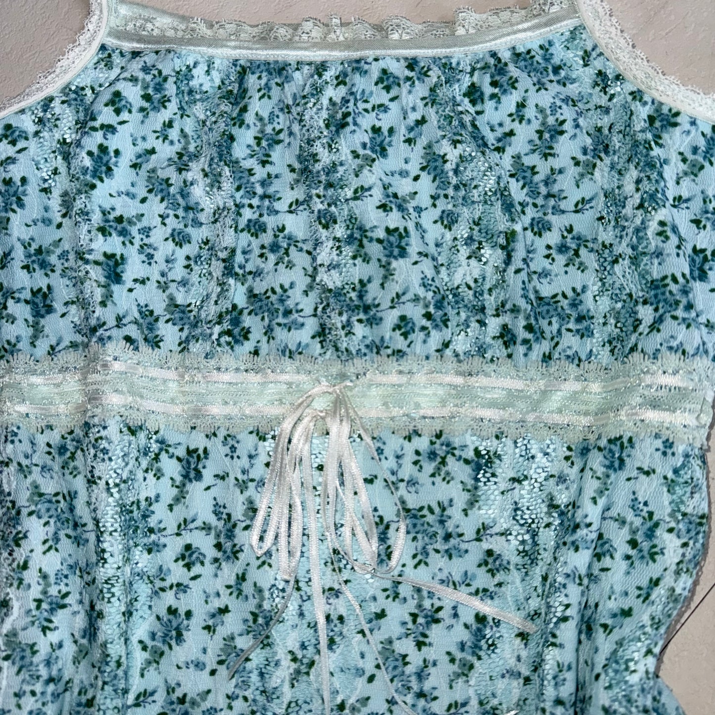 Baby blue flora lace cami