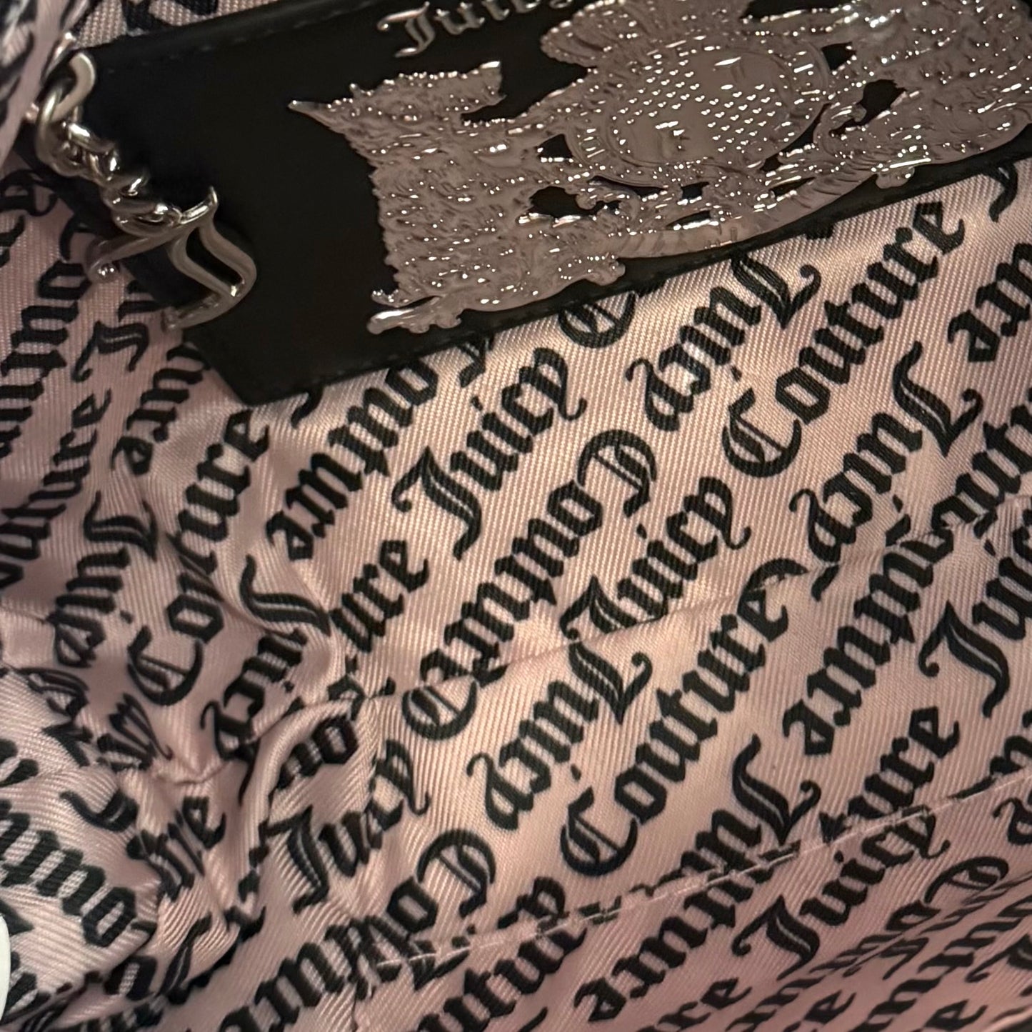 Juicy Couture chain shoulder bag with heart and rabbit keychain