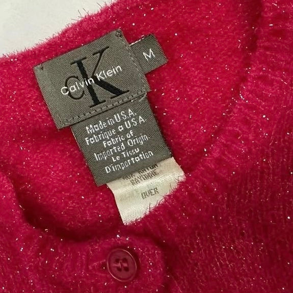 Calvin Klein Red knitted glittering cardigan