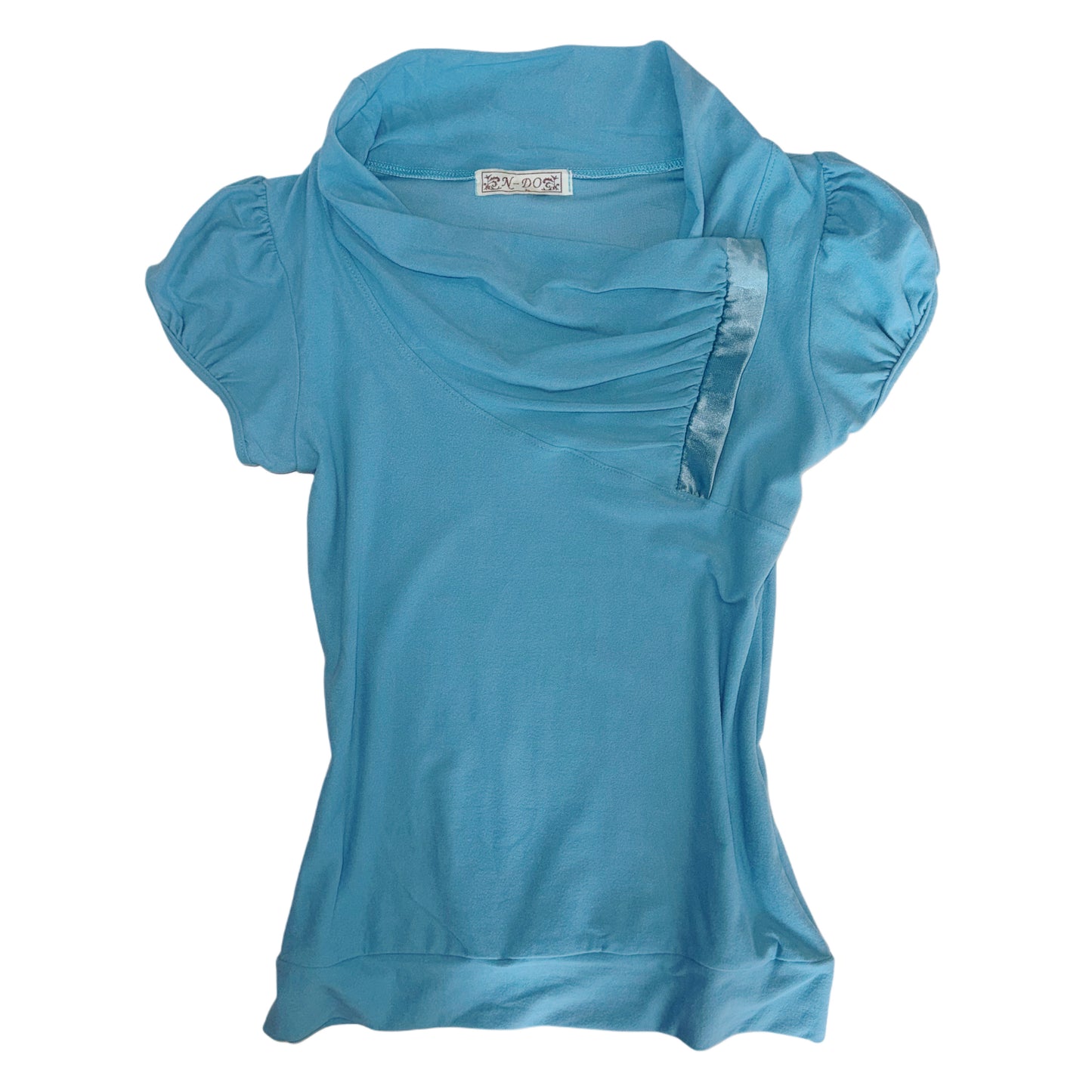 Blue puff sleeve blouse