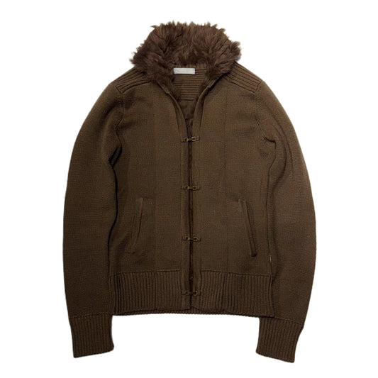 Green knit fur jacket