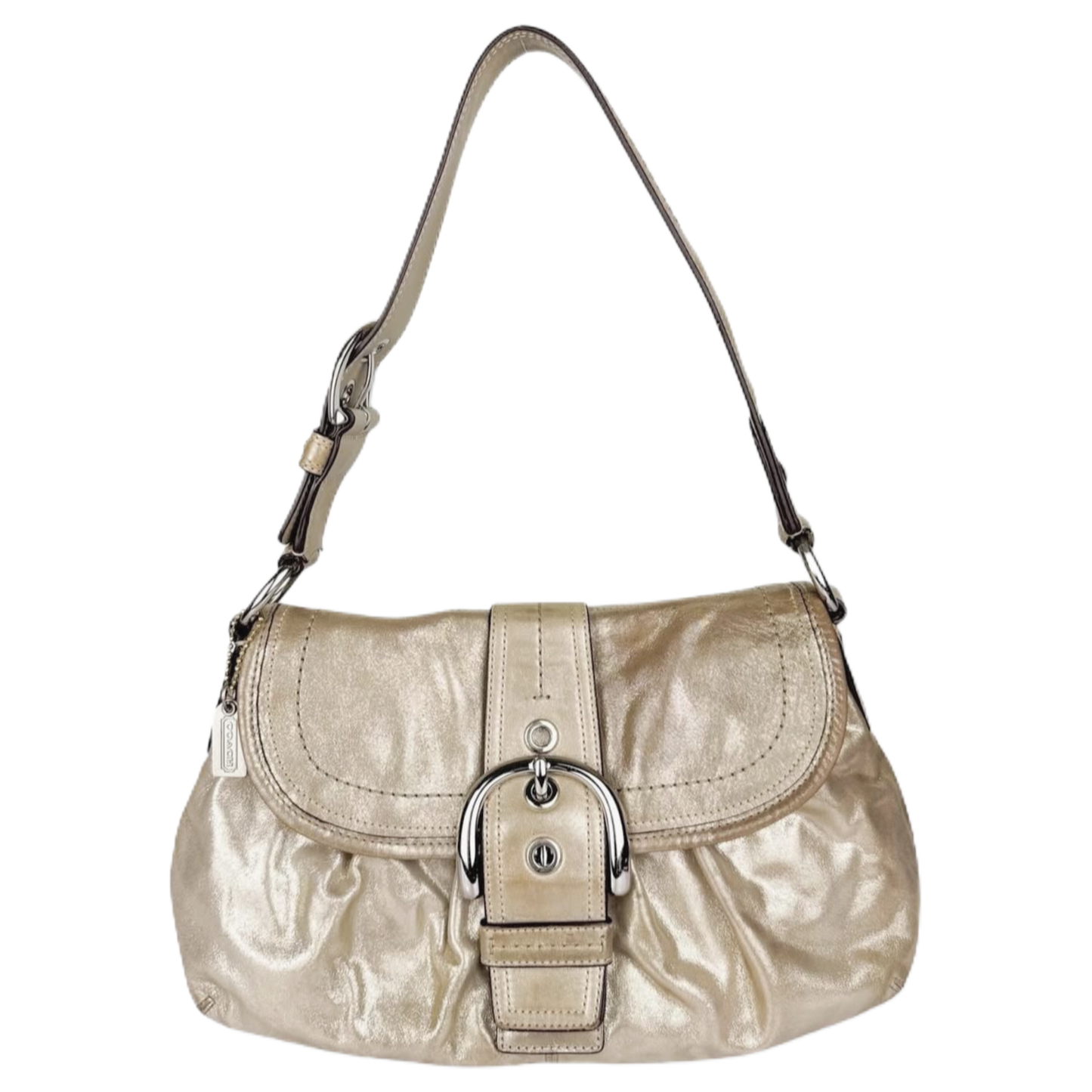 Coach metallic sliver signature soho leather bag