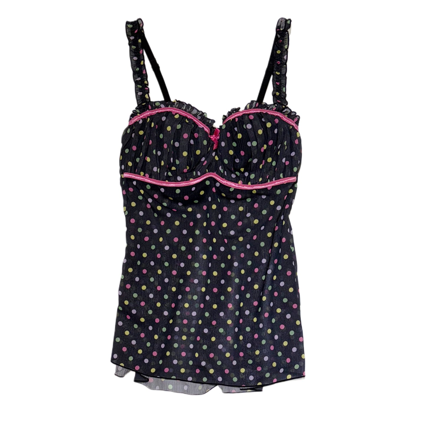Colourful polka dot mesh corset