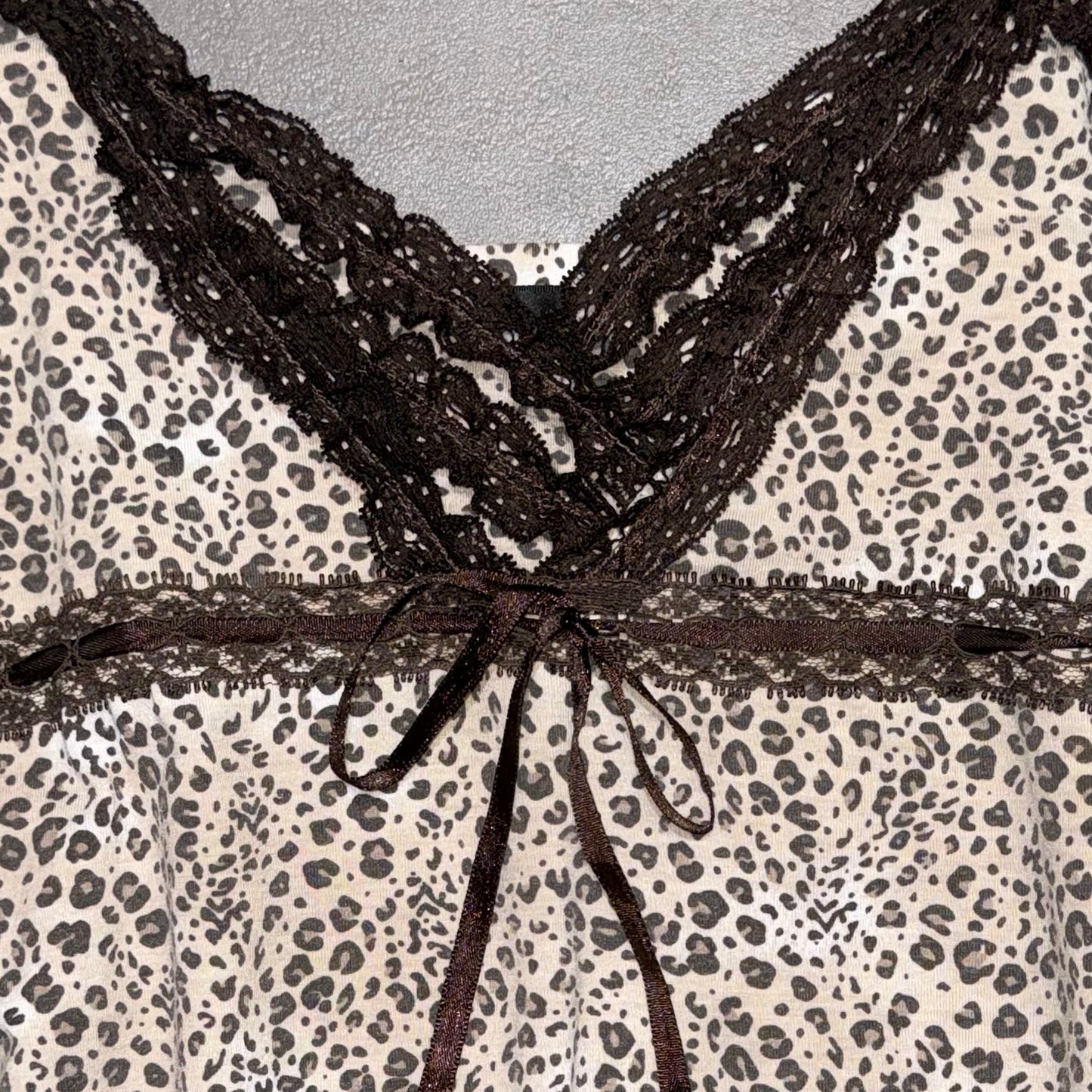 Leopard print lace trim tank
