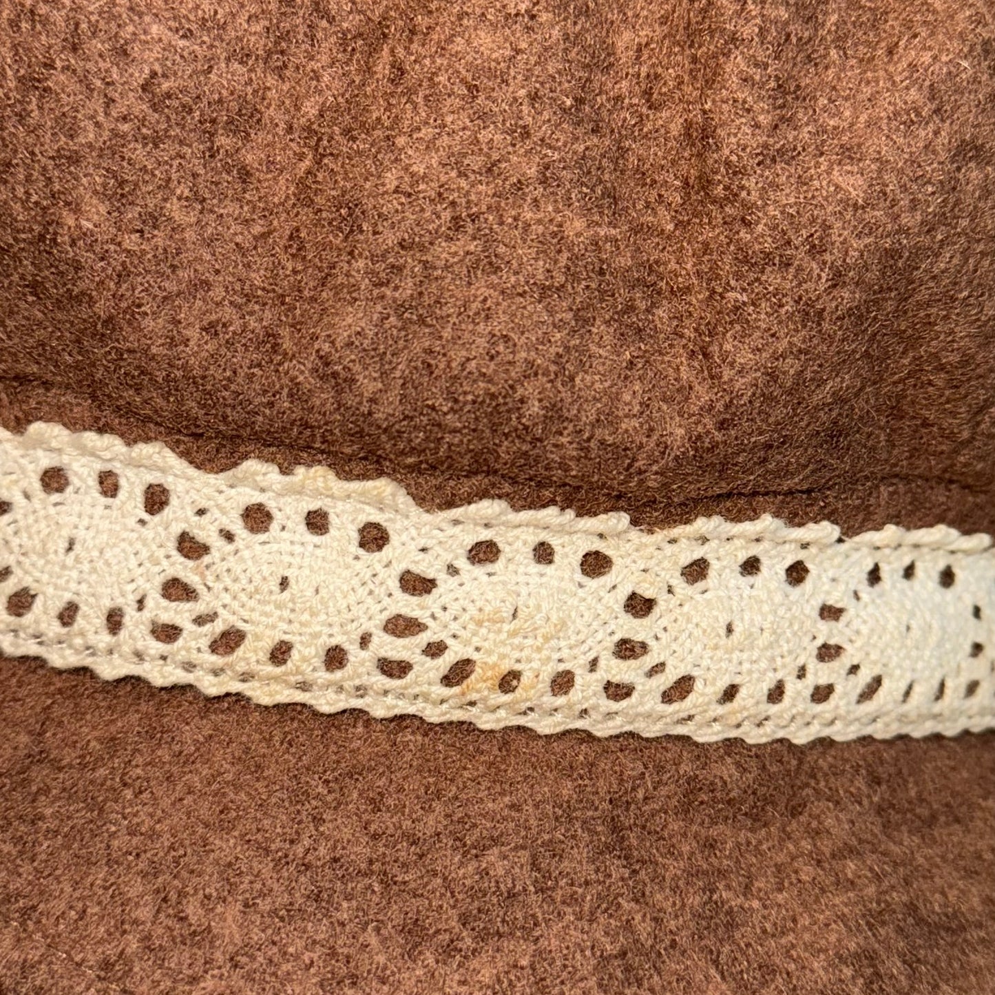 Brown lace trim hat